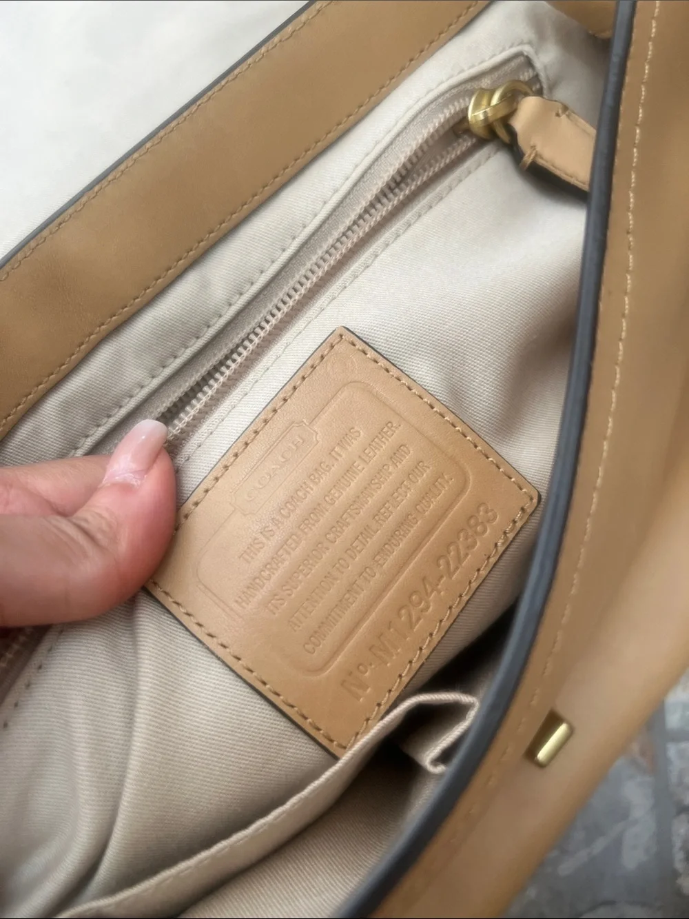 Coach Tan Leather Shoulder Bag with Gold Hardware